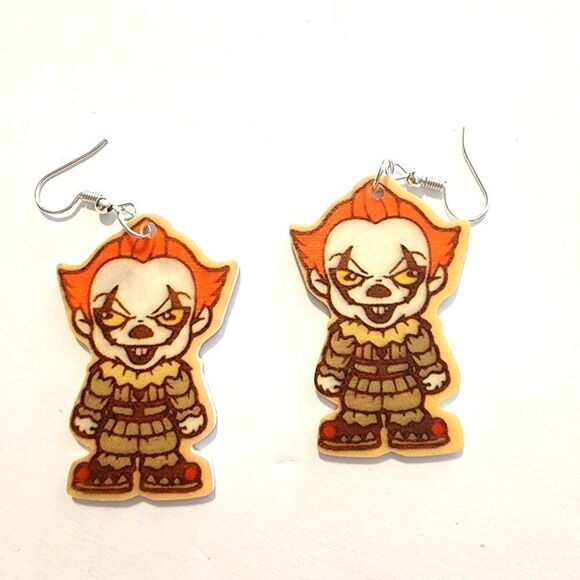 Unbranded Acrylic Pennywise Earrings on Fishhooks NWOT - Picture 1 of 4